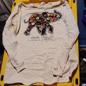 Simply Southern Floral Elephant Long Sleeve Tee - Cream